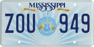 MS license plate ZOU949