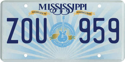 MS license plate ZOU959