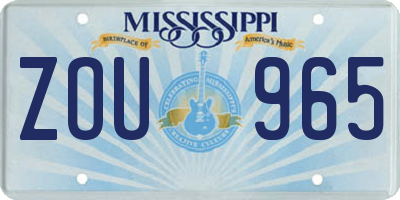 MS license plate ZOU965