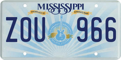 MS license plate ZOU966