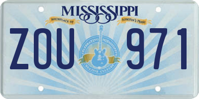 MS license plate ZOU971