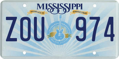 MS license plate ZOU974