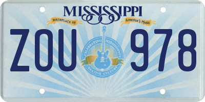 MS license plate ZOU978
