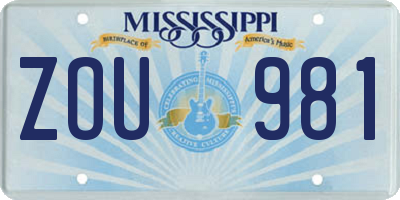 MS license plate ZOU981