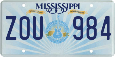 MS license plate ZOU984