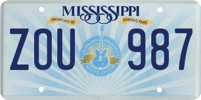 MS license plate ZOU987