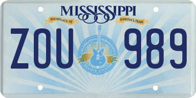 MS license plate ZOU989