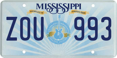 MS license plate ZOU993