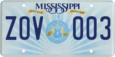 MS license plate ZOV003