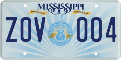 MS license plate ZOV004