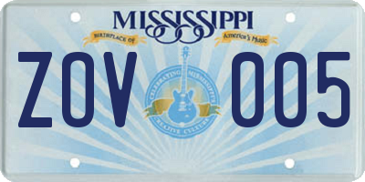 MS license plate ZOV005