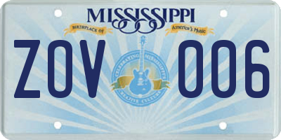MS license plate ZOV006