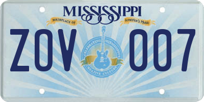 MS license plate ZOV007