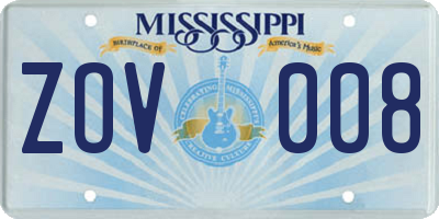 MS license plate ZOV008