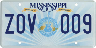 MS license plate ZOV009