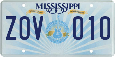 MS license plate ZOV010