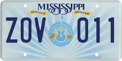 MS license plate ZOV011