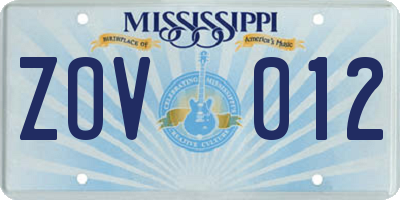 MS license plate ZOV012