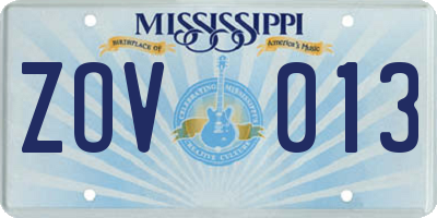 MS license plate ZOV013
