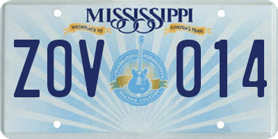 MS license plate ZOV014