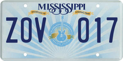 MS license plate ZOV017