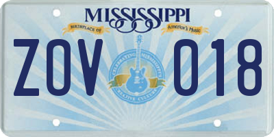 MS license plate ZOV018