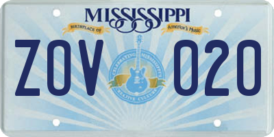 MS license plate ZOV020