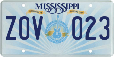 MS license plate ZOV023