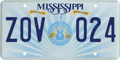MS license plate ZOV024