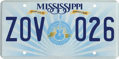 MS license plate ZOV026
