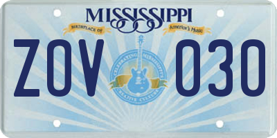 MS license plate ZOV030