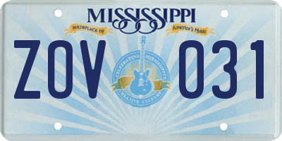 MS license plate ZOV031