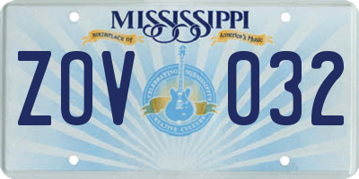 MS license plate ZOV032