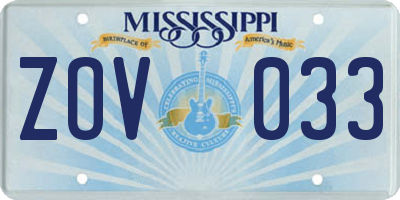 MS license plate ZOV033