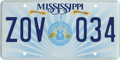 MS license plate ZOV034