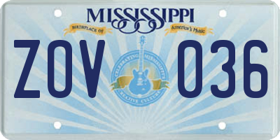 MS license plate ZOV036