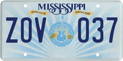 MS license plate ZOV037