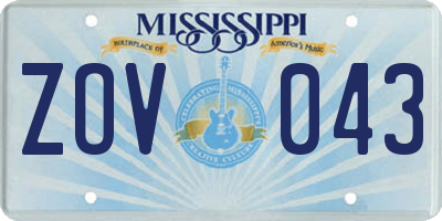 MS license plate ZOV043