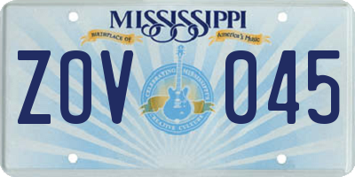 MS license plate ZOV045