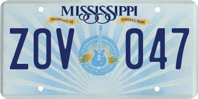 MS license plate ZOV047