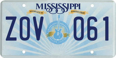 MS license plate ZOV061