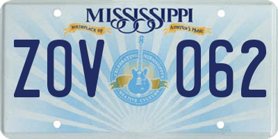 MS license plate ZOV062