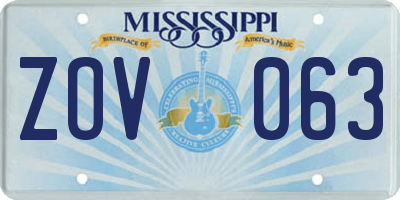 MS license plate ZOV063