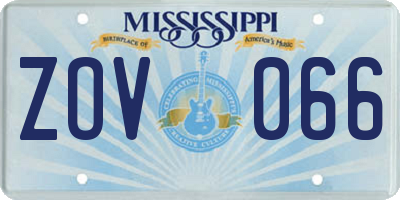 MS license plate ZOV066