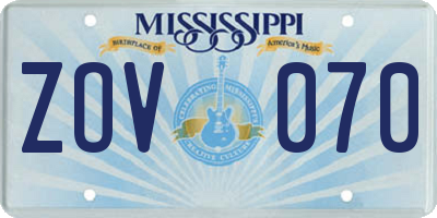 MS license plate ZOV070