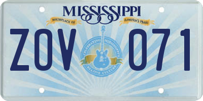 MS license plate ZOV071