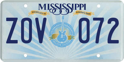MS license plate ZOV072