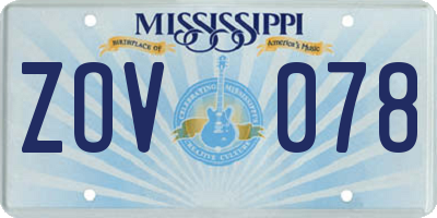MS license plate ZOV078