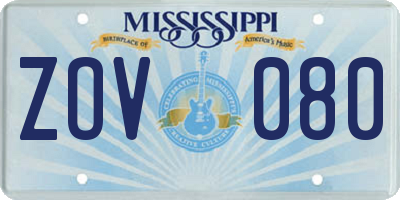 MS license plate ZOV080