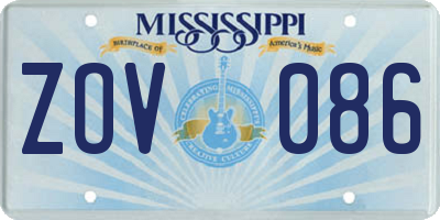 MS license plate ZOV086